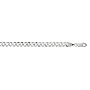 14kt 8 inches White Gold 4.7mm Diamond Cut Comfort Curb Chain with Lobster Clasp