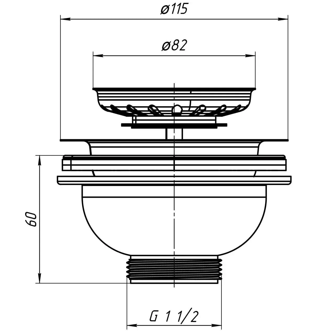 90mm Universal Kitchen Sink Waste With Stainless Steel Strainer Basket