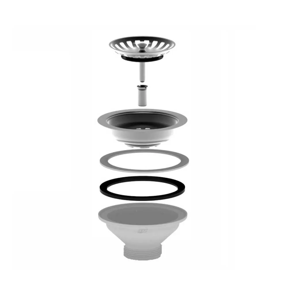 90mm Universal Kitchen Sink Waste With Stainless Steel Strainer Basket