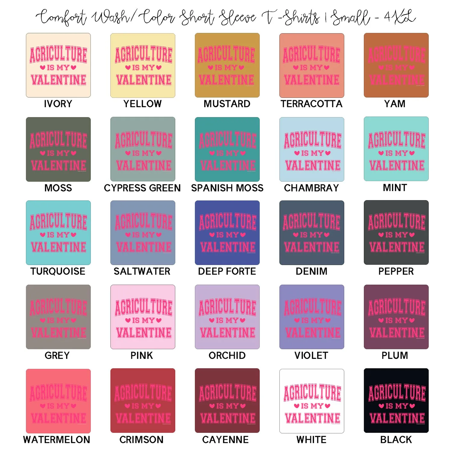 Agriculture is my valentine Pink Ink ComfortWash/ComfortColor T-Shirt (S-4XL) - Multiple Colors!