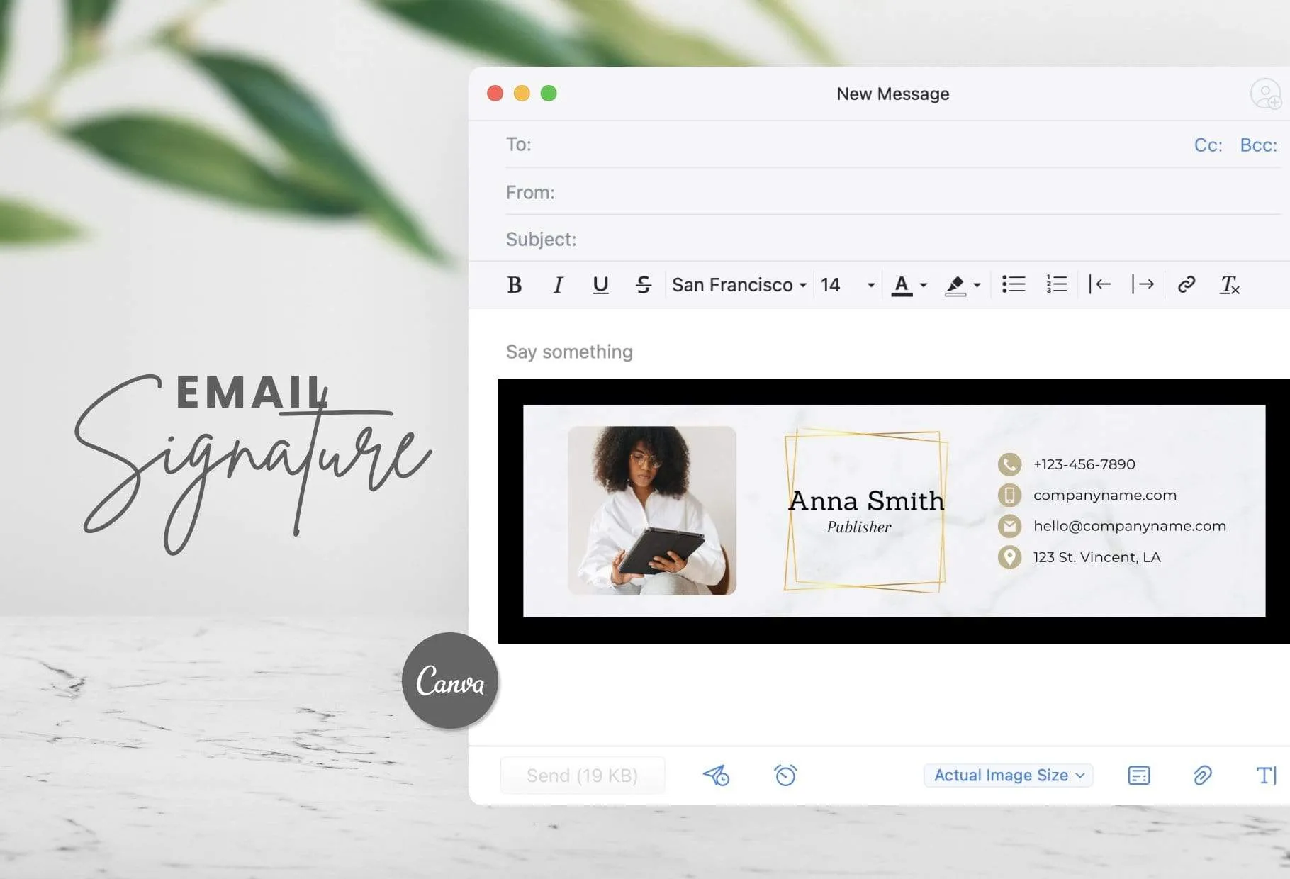 Anna Email Signature Template Editable Canva Template Rose Gold