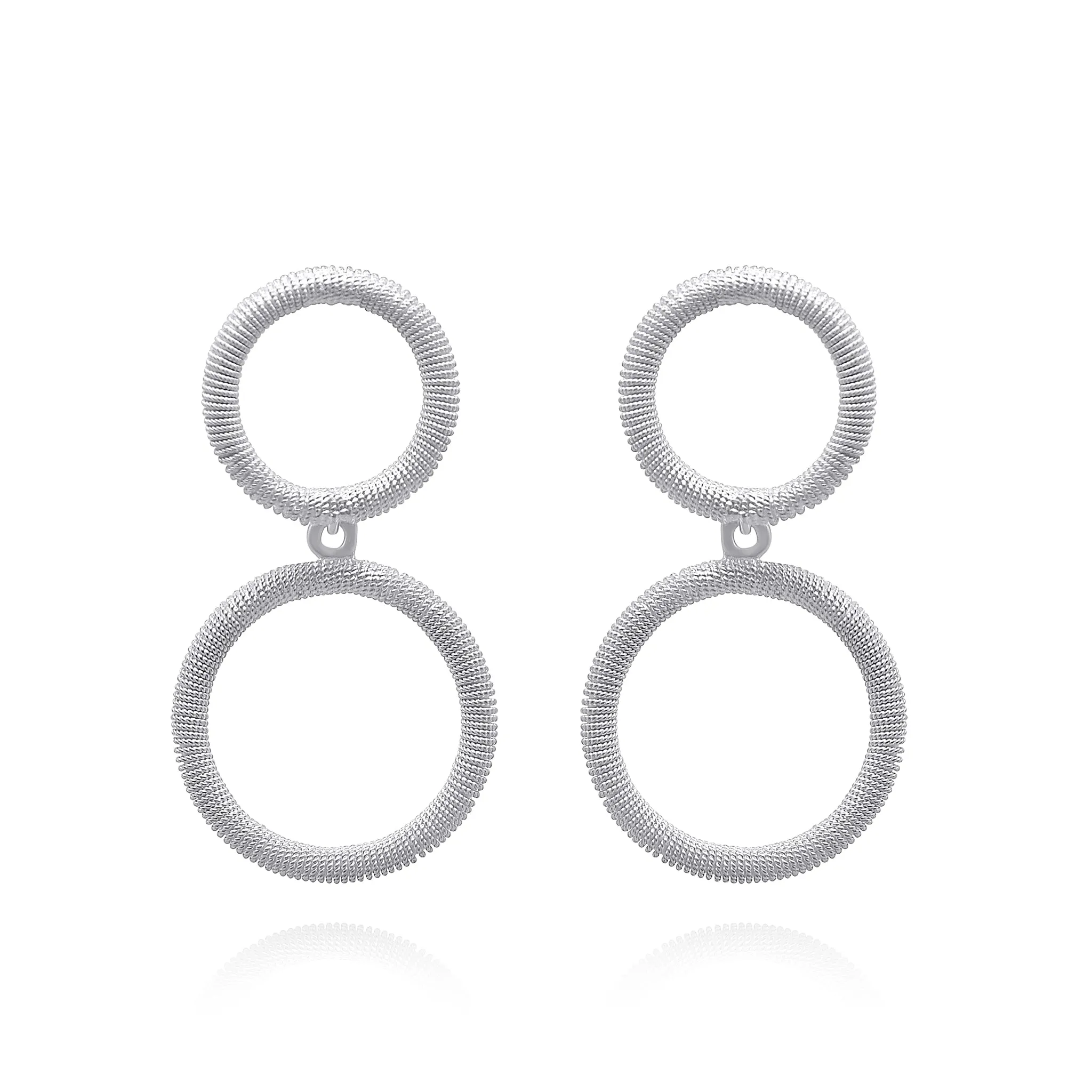 ASHER DOUBLE CIRCLE SILVER MEDIUM EARRINGS