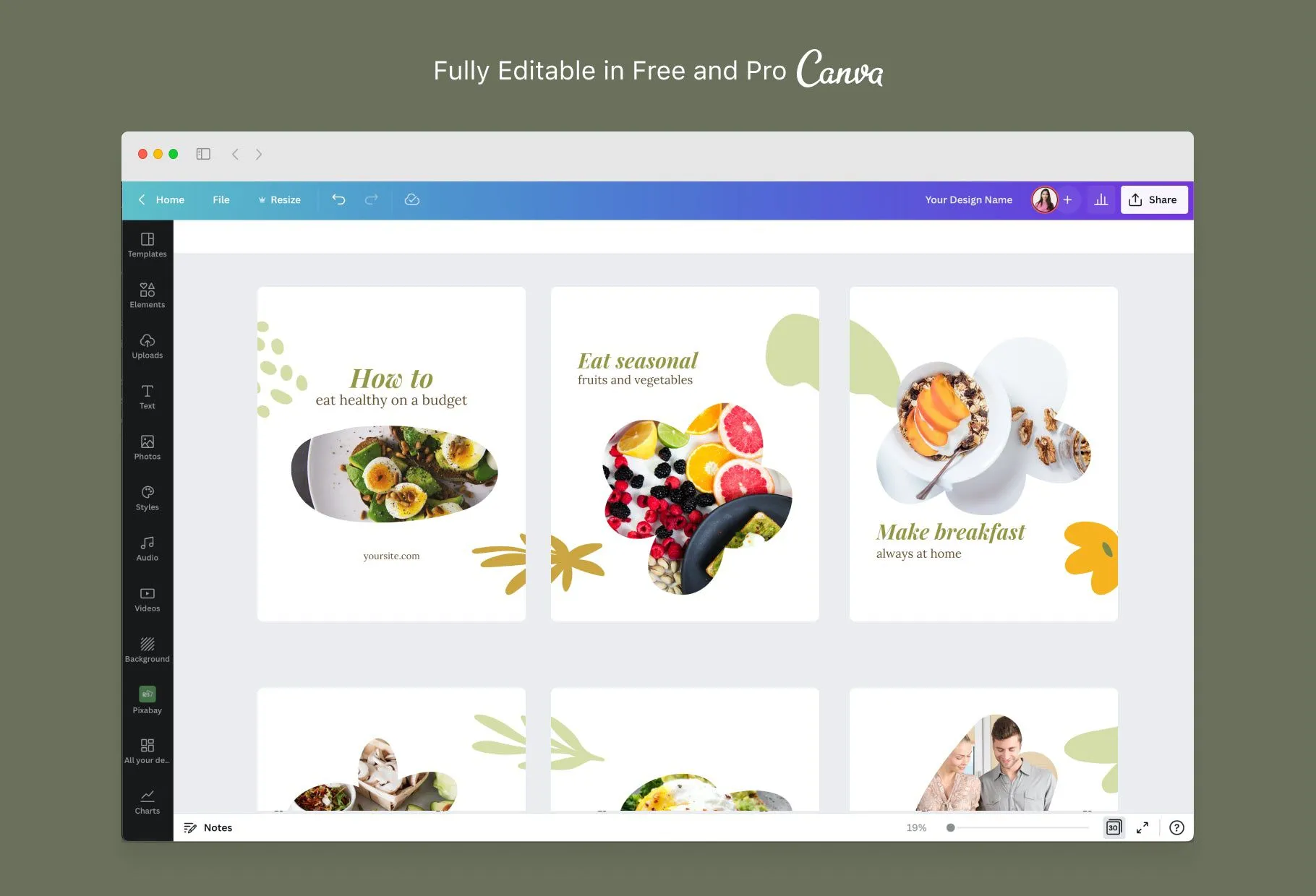 Avery Food and Nutrition 6-Page Carousel Canva Template