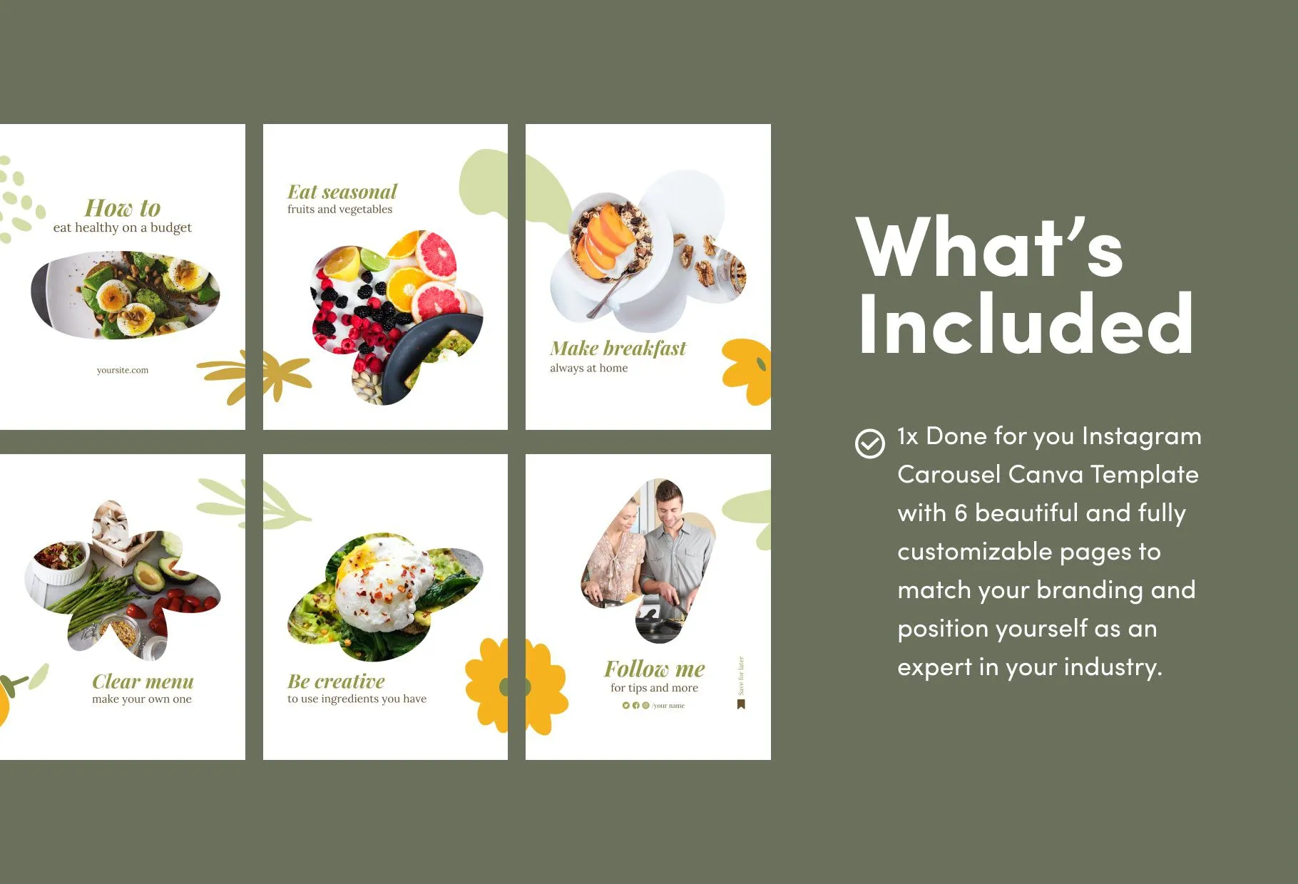 Avery Food and Nutrition 6-Page Carousel Canva Template