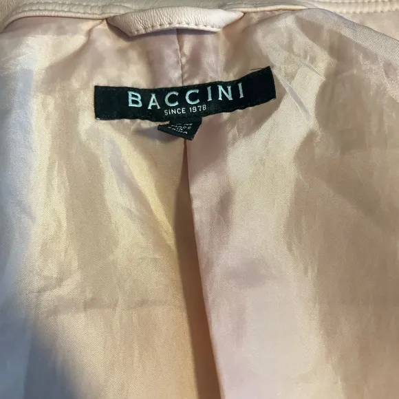 Baccini faux pink leather moto jacket in EUC. Size M