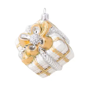 Berry & Thread Ornament Present Tartan Gold/Silver