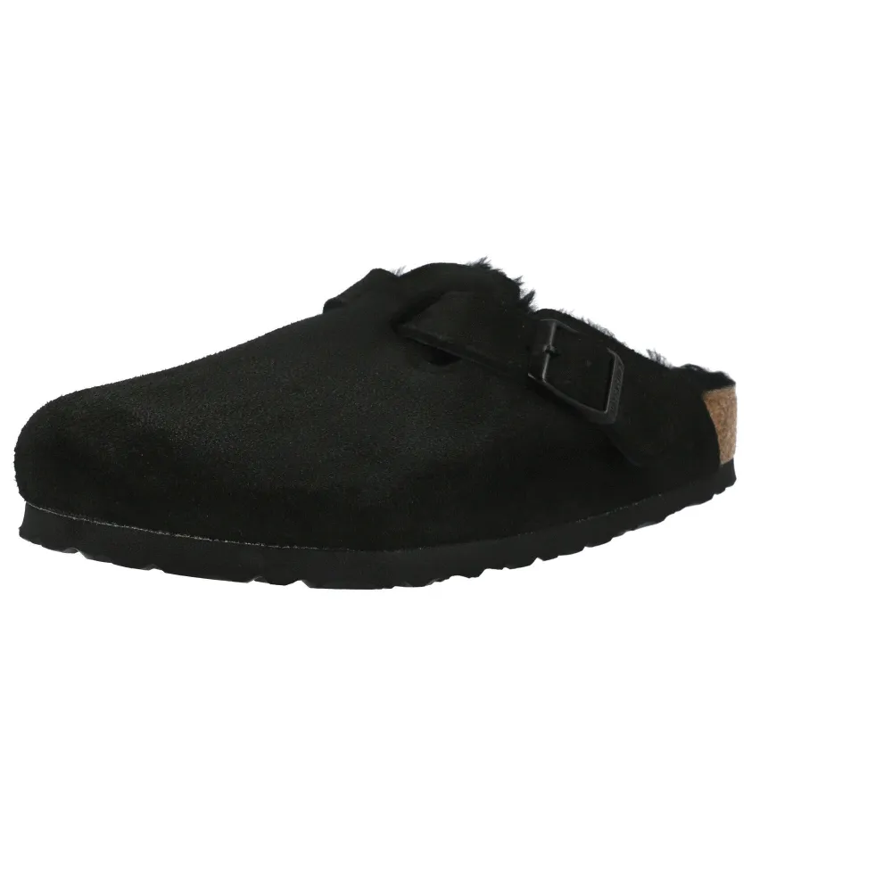 Birkenstock Boston Fur Black Clogs