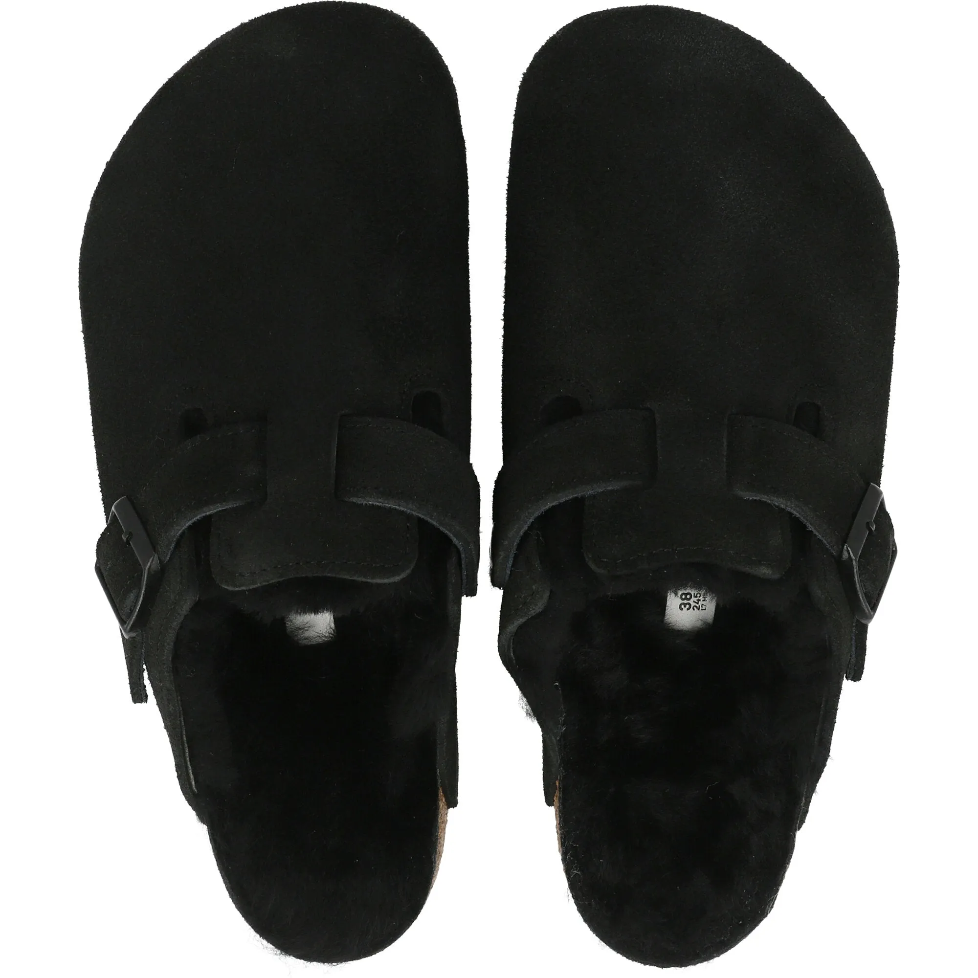 Birkenstock Boston Fur Black Clogs