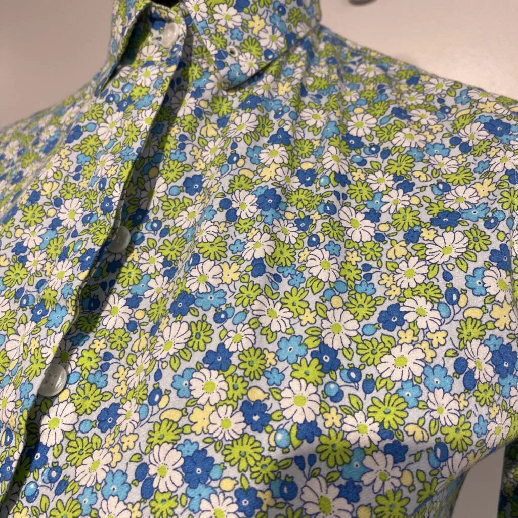 Blue and green flower shirt
