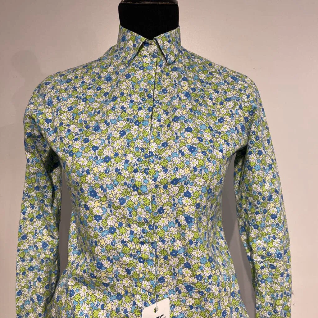 Blue and green flower shirt