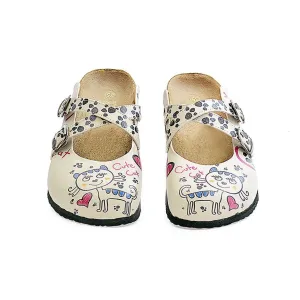 Blue, Pink, Black, Pussy and Hearted Charming Cat Patterned Clogs - CAL109