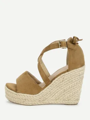 Bow Detail Platform Wedge Sandals