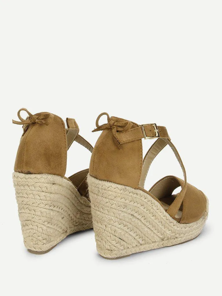 Bow Detail Platform Wedge Sandals