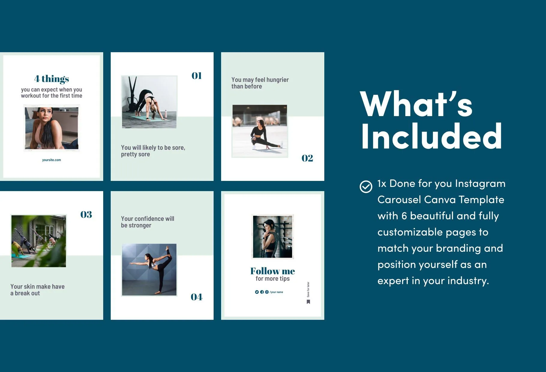 Brielle Fitness 6-Page Carousel Canva Template