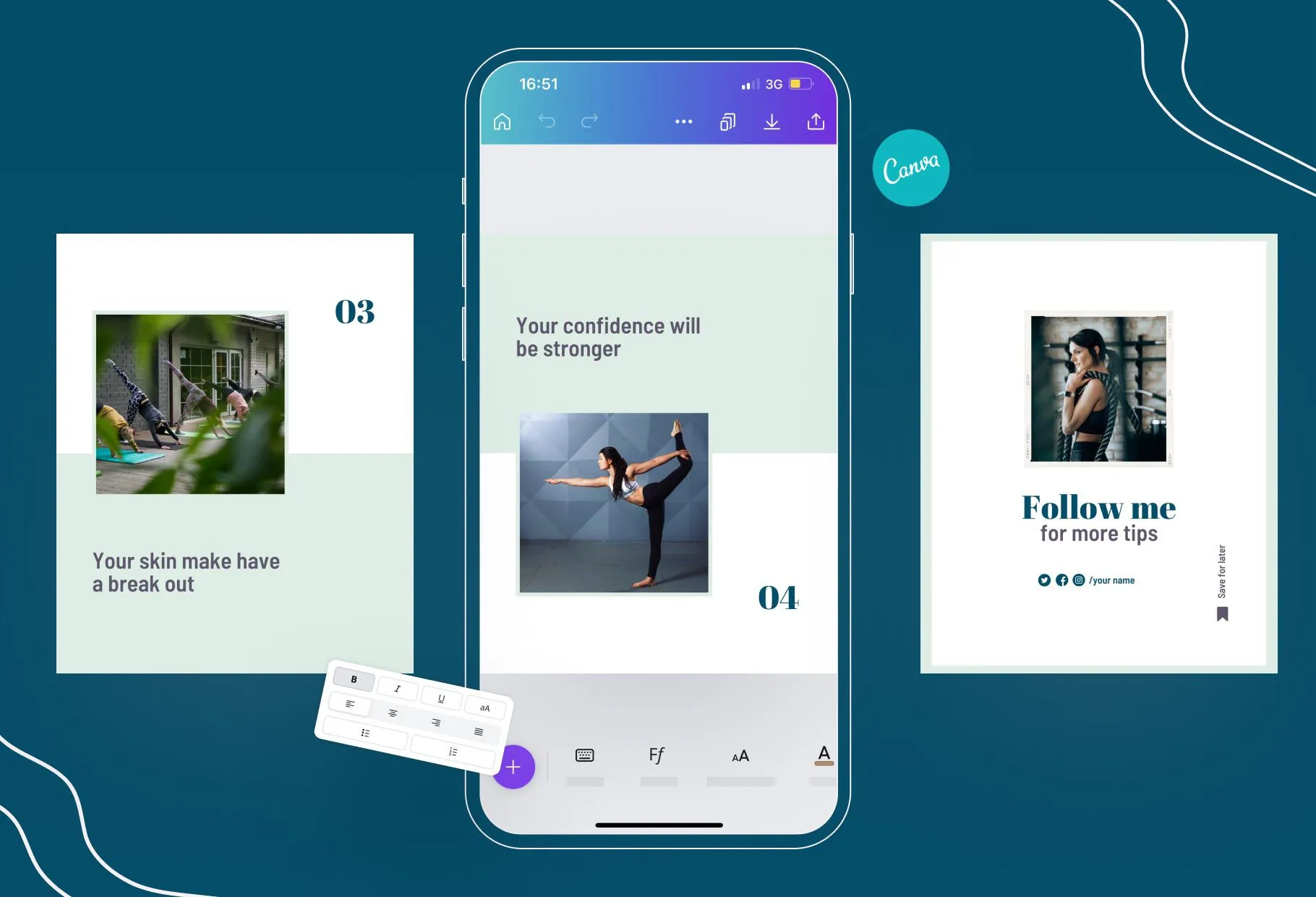 Brielle Fitness 6-Page Carousel Canva Template