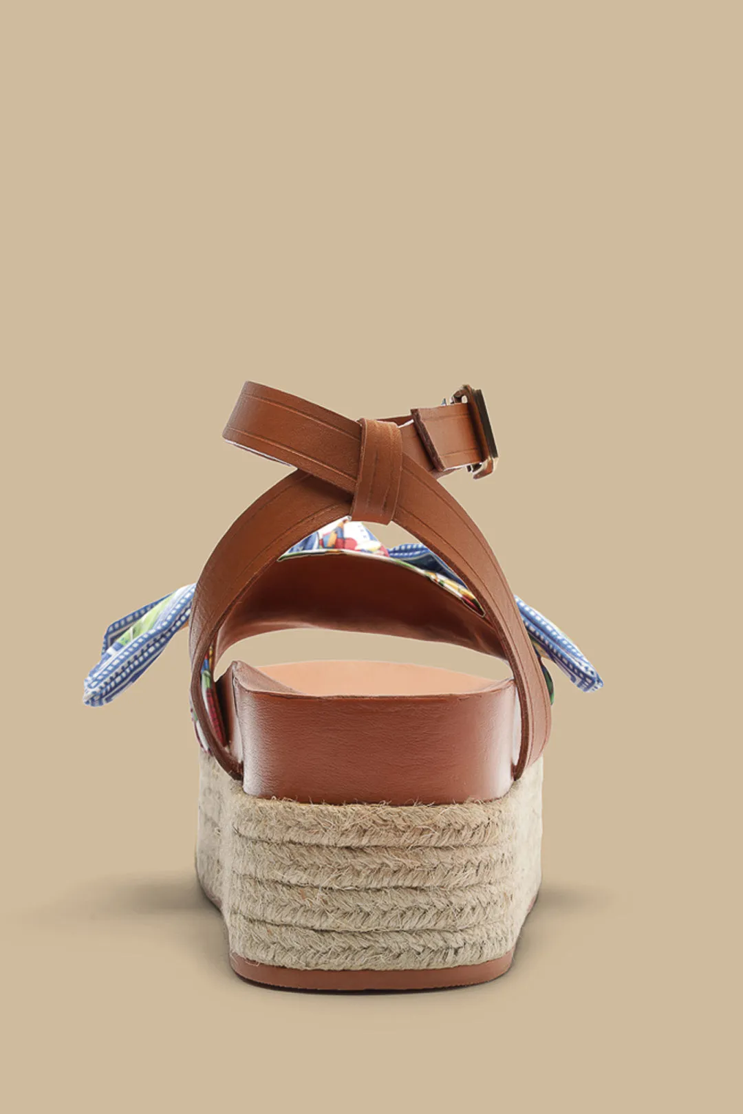 Camel Scarf Flatform Espadrille