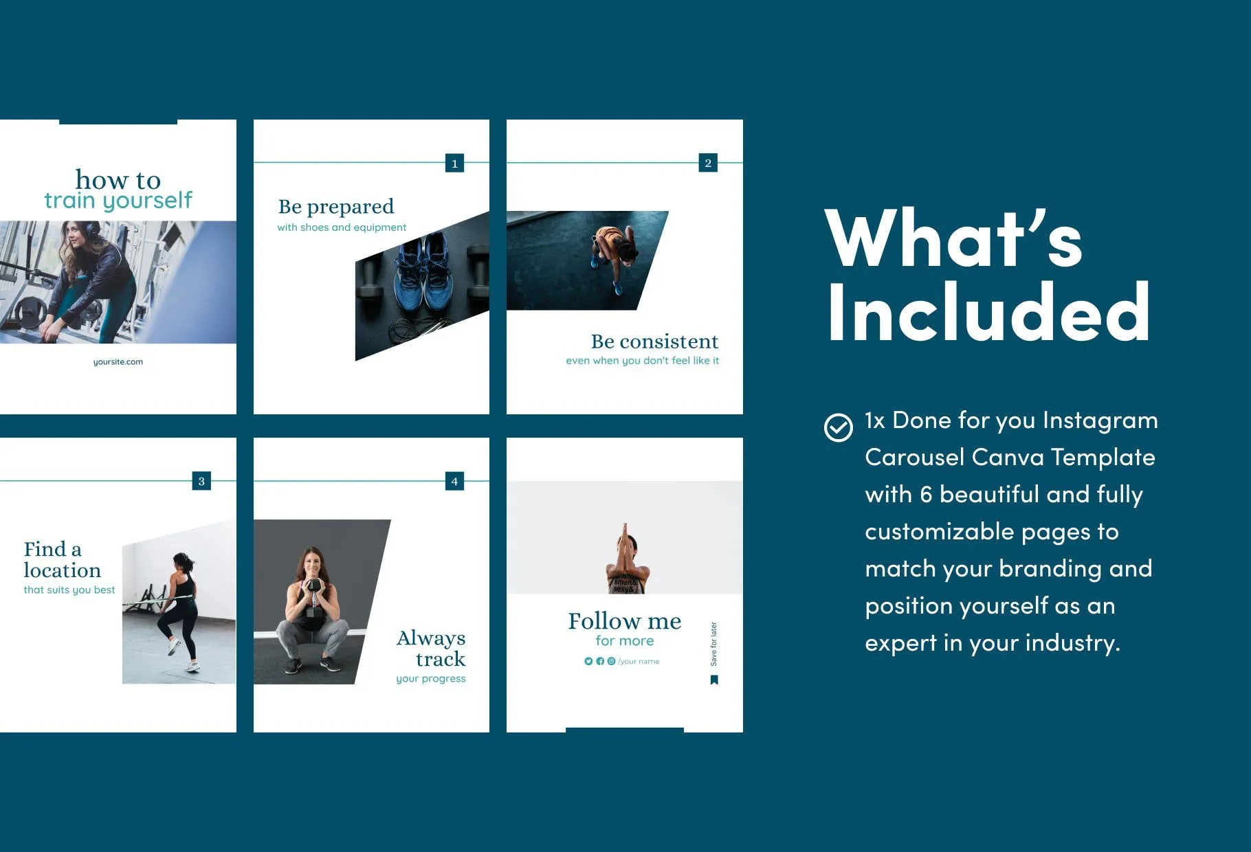 Camila Fitness 6-Page Carousel Canva Template