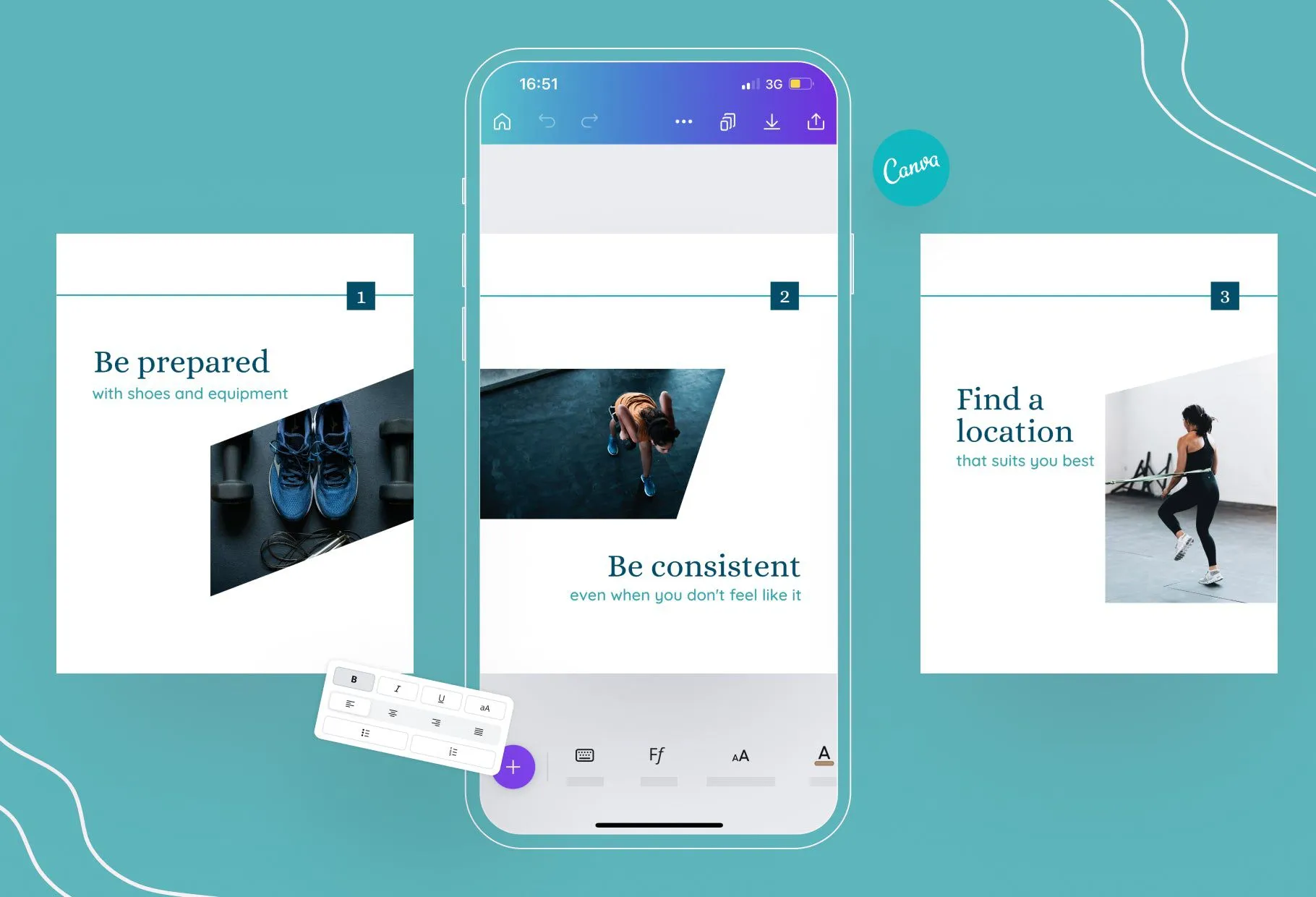 Camila Fitness 6-Page Carousel Canva Template