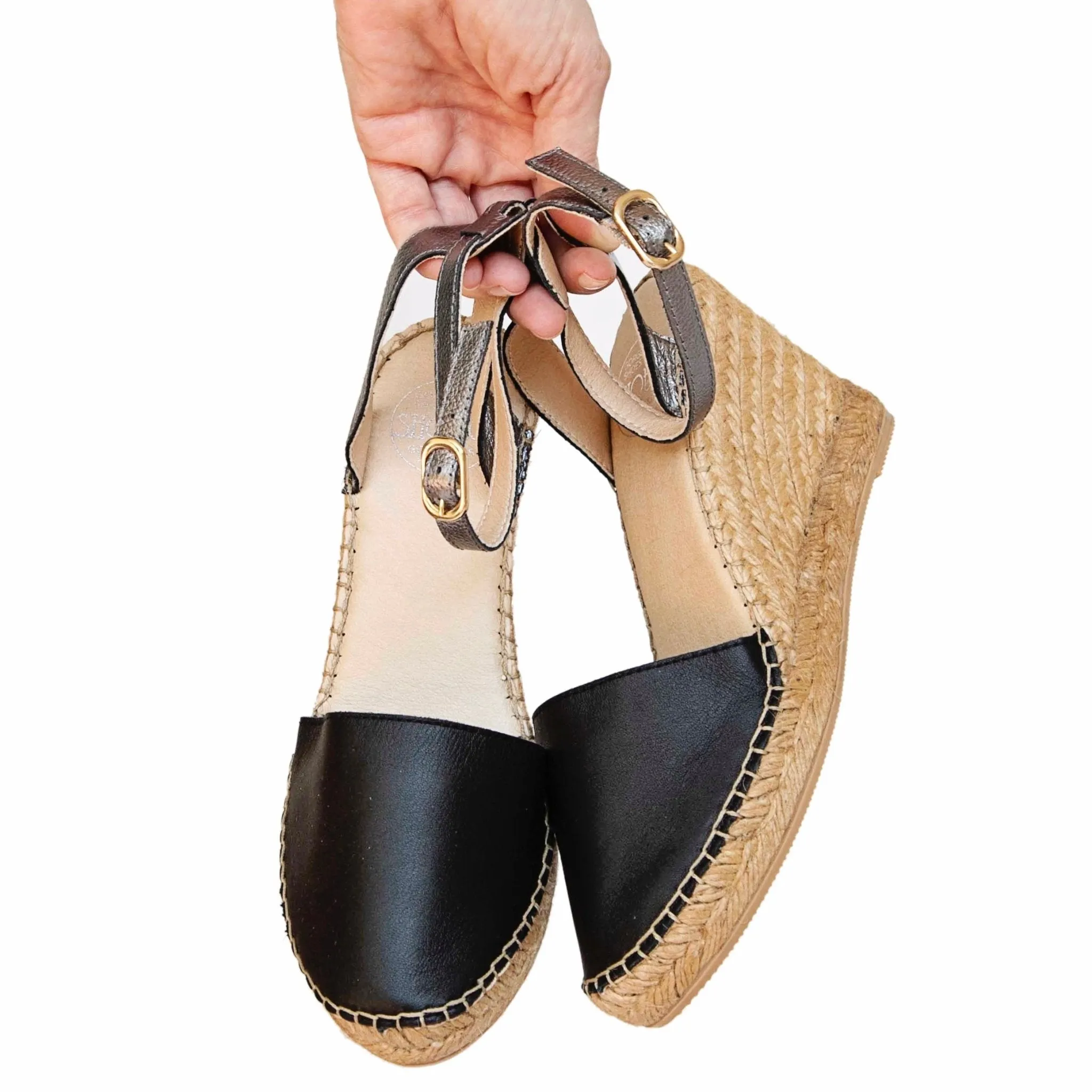 Carla Espadrille Wedge in Midnight Pewter