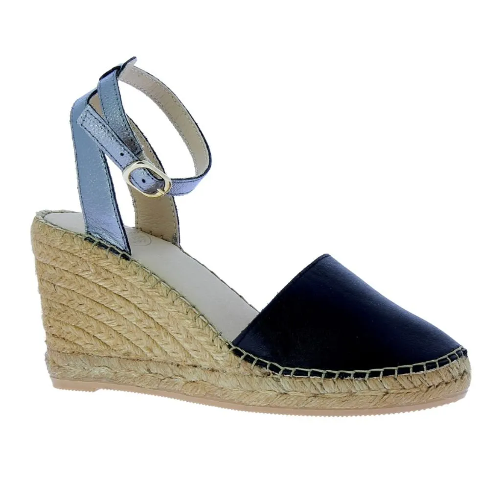 Carla Espadrille Wedge in Midnight Pewter