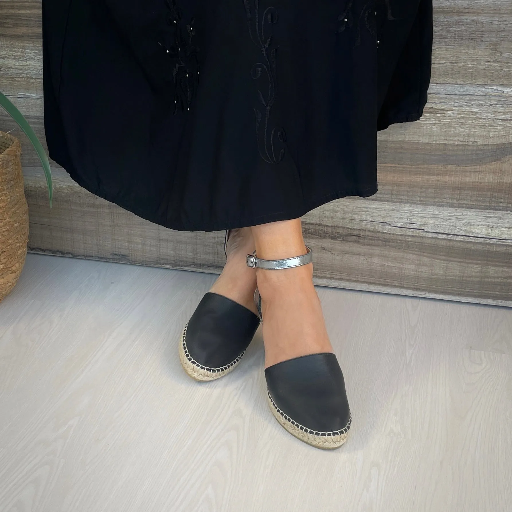 Carla Espadrille Wedge in Midnight Pewter