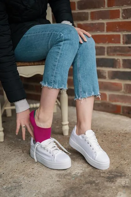 Cerise "No-Show" Bamboo Socks