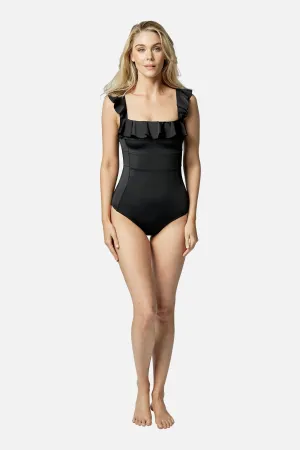 Classic Square Neck with Frill BLACK