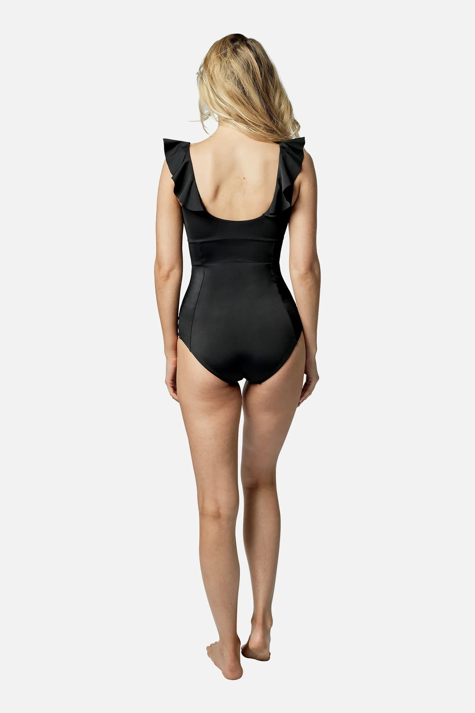 Classic Square Neck with Frill BLACK