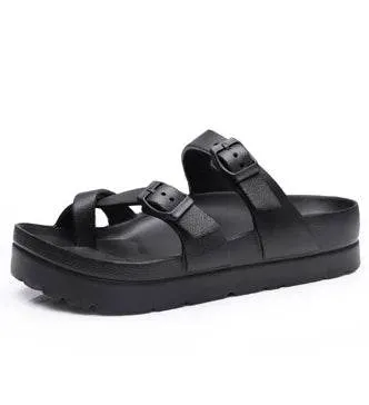 Comwarm Fashion Women's Clogs Sandals Platform Flip-flops Female Outdoor Thick Sole Beach Sandals with Arch Support Home Sandals