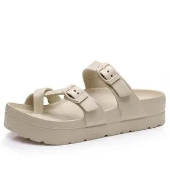 Comwarm Fashion Women's Clogs Sandals Platform Flip-flops Female Outdoor Thick Sole Beach Sandals with Arch Support Home Sandals
