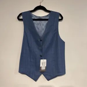 Dark Blue Windowpane Vest
