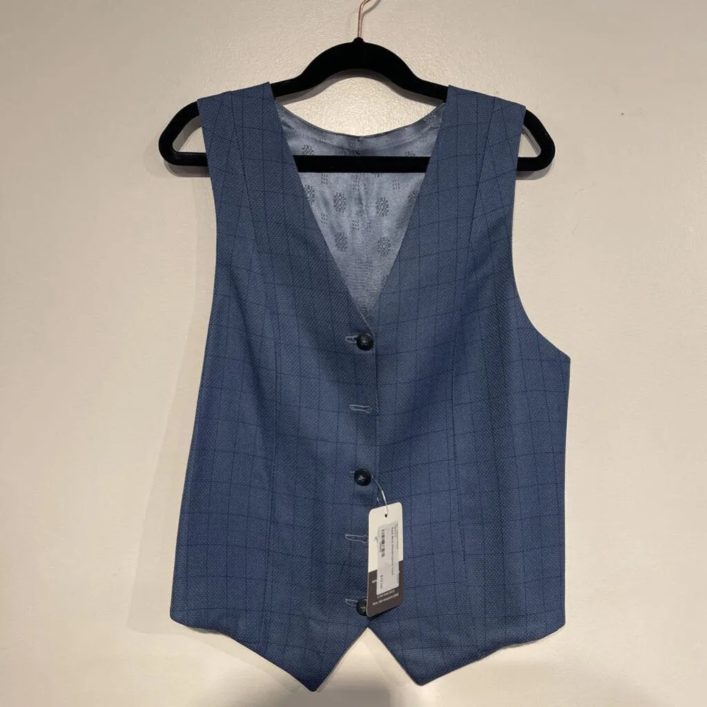 Dark Blue Windowpane Vest