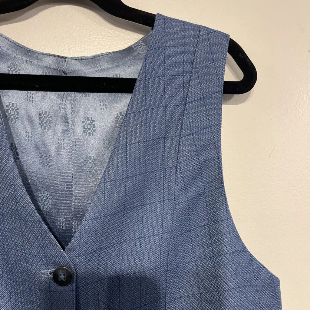 Dark Blue Windowpane Vest