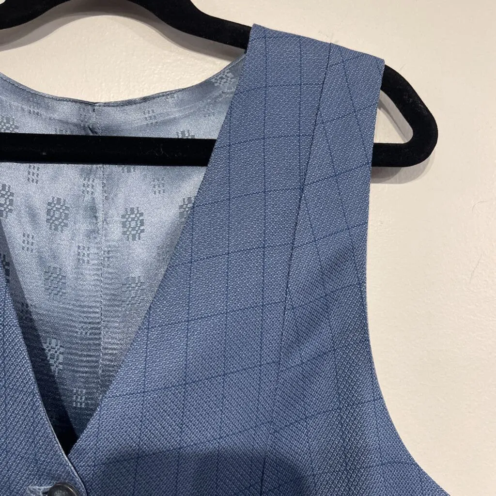 Dark Blue Windowpane Vest