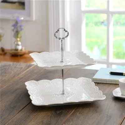 Elegant Ceramic 2 or 3 Tier Cake Stand Serving Trays