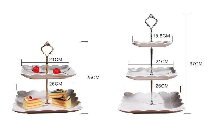 Elegant Ceramic 2 or 3 Tier Cake Stand Serving Trays