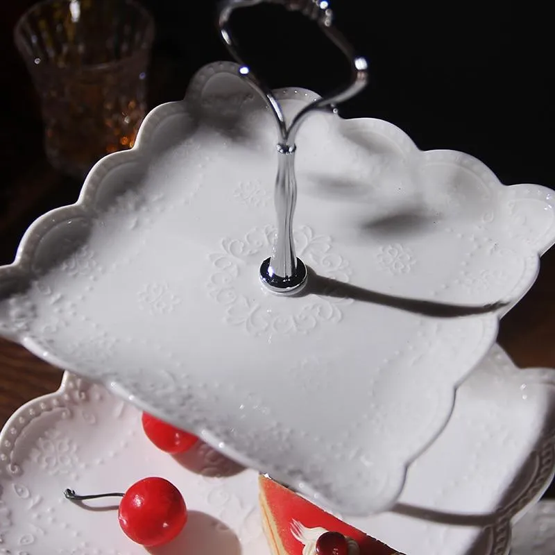 Elegant Ceramic 2 or 3 Tier Cake Stand Serving Trays