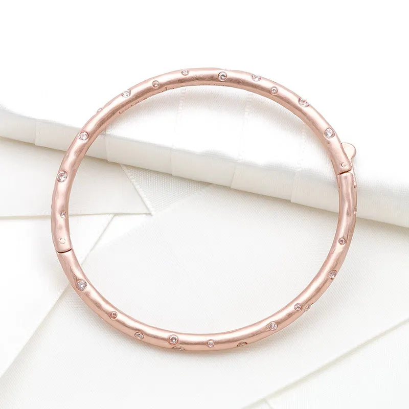Elegant Edge Stone Bangle, Clear/Rose Gold
