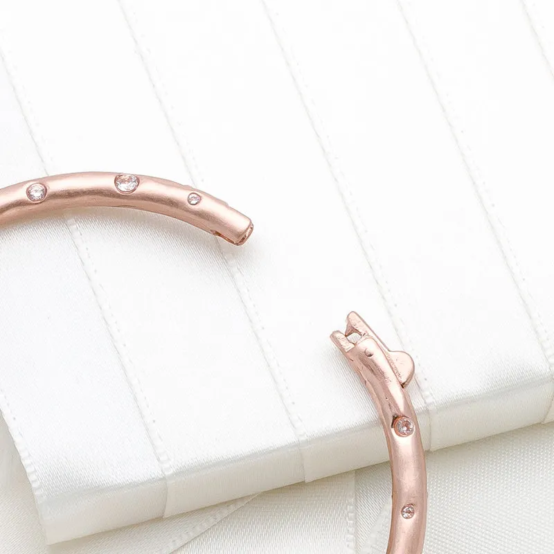 Elegant Edge Stone Bangle, Clear/Rose Gold