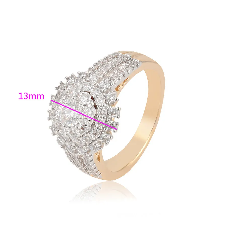 Elegant Gold Plated Round Cobic Zirconia Diamond