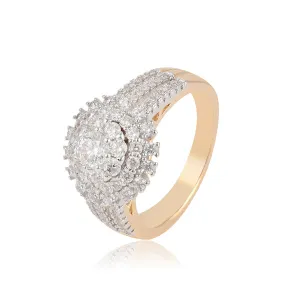 Elegant Gold Plated Round Cobic Zirconia Diamond