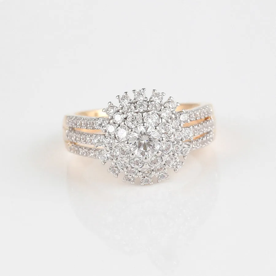 Elegant Gold Plated Round Cobic Zirconia Diamond