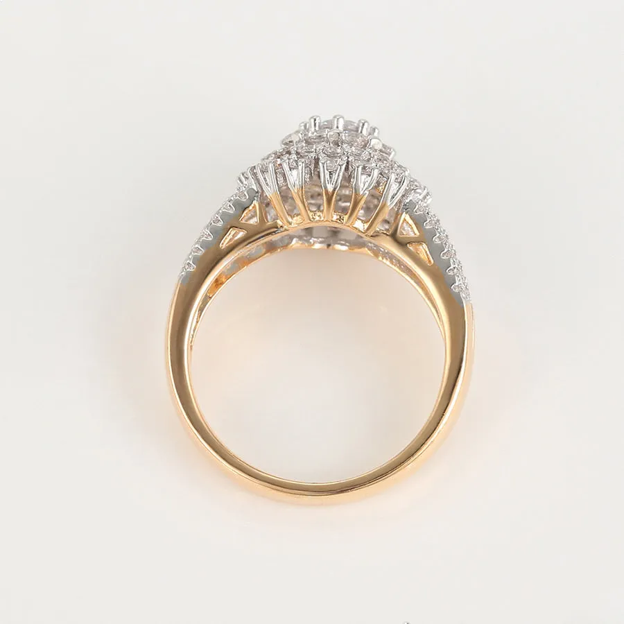 Elegant Gold Plated Round Cobic Zirconia Diamond