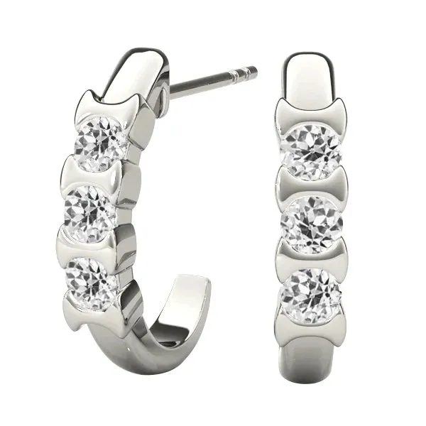 Elegant J Hoop Earth Mined Diamond Earrings