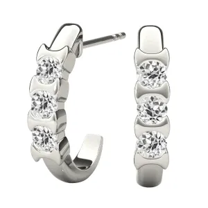 Elegant J Hoop Earth Mined Diamond Earrings