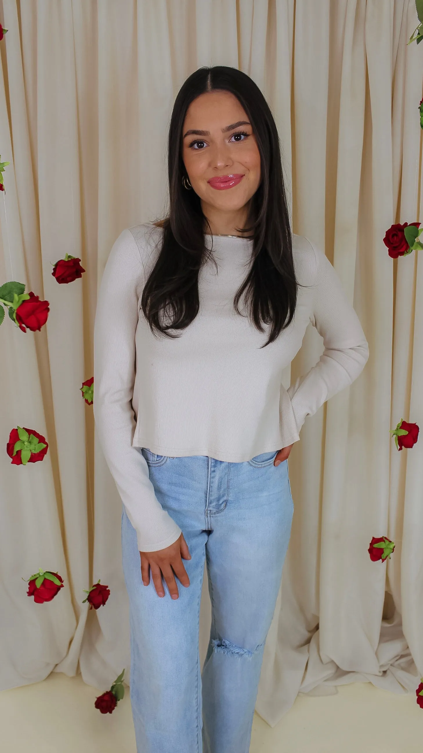 Elegant One Cream Back Bow Sweater