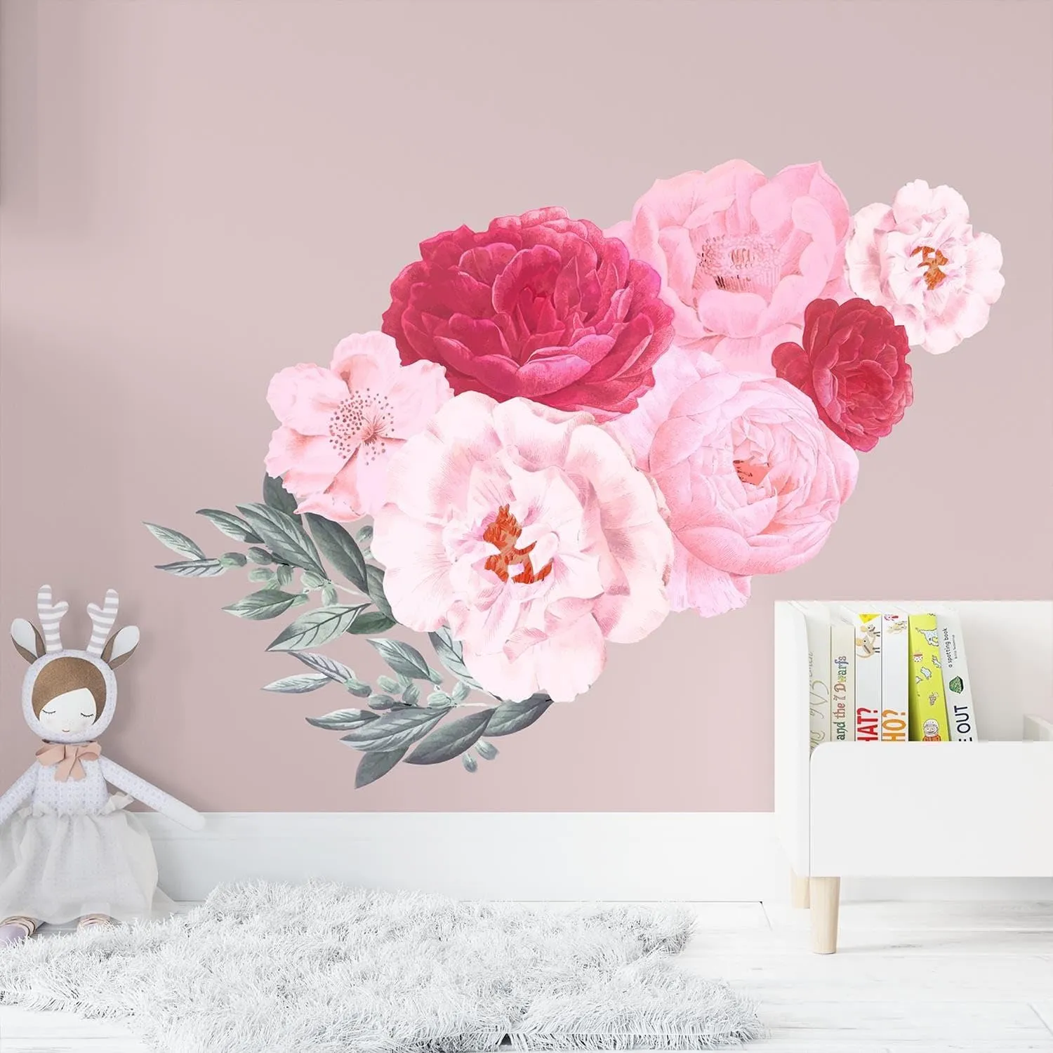 Elegant Oversized Blush Pink Peonies Wall Stickers