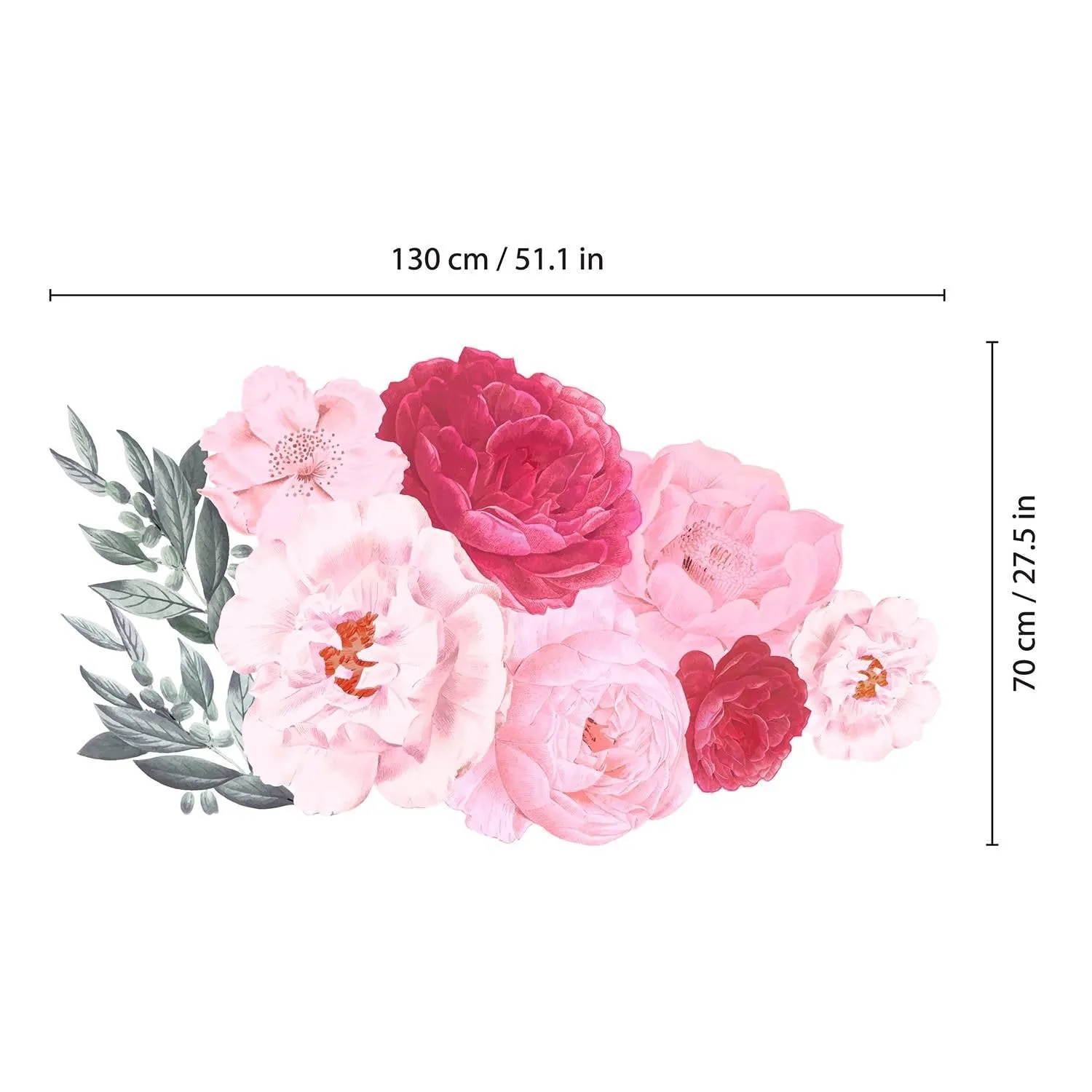 Elegant Oversized Blush Pink Peonies Wall Stickers