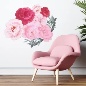Elegant Oversized Blush Pink Peonies Wall Stickers
