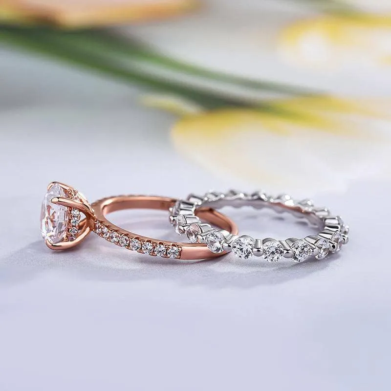 Elegant Two Tone Classic Round Cut Wedding Set